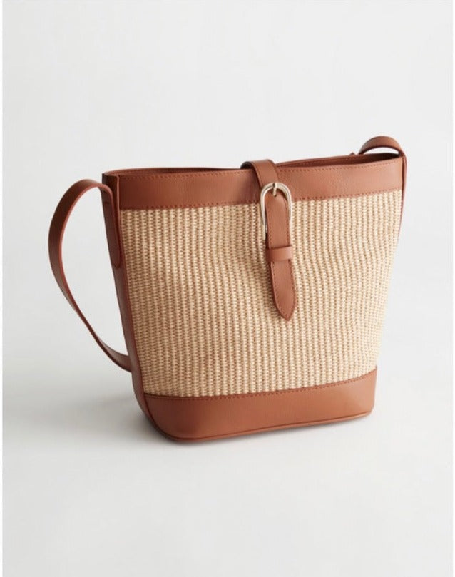 & OTHER STORIES Leather Trim Woven Bucket Bag – Allthedress Studio