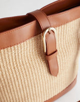 & OTHER STORIES Leather Trim Woven Bucket Bag