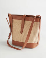 & OTHER STORIES Leather Trim Woven Bucket Bag