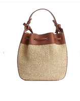 ARKET Leather Trimmed Straw Bag