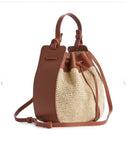 ARKET Leather Trimmed Straw Bag