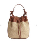 ARKET Leather Trimmed Straw Bag