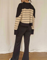PARKER STRIPE CROP TOP IN LATTE BROWN