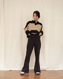 PARKER STRIPE CROP TOP IN LATTE BROWN
