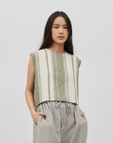 Avana Linen Top - Olive