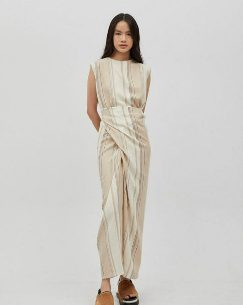 Avana Linen Wrap Skirt Beige