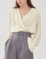 Auguste Wrap Top in Bone