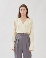 Auguste Wrap Top in Bone
