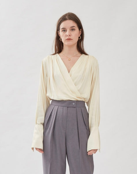 Auguste Wrap Top in Bone