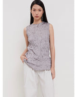 Sateen Textura Sleeveless Top Grey