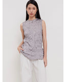 Sateen Textura Sleeveless Top Grey