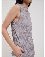 Sateen Textura Sleeveless Top Grey