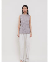 Sateen Textura Sleeveless Top Grey
