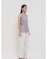 Sateen Textura Sleeveless Top Grey
